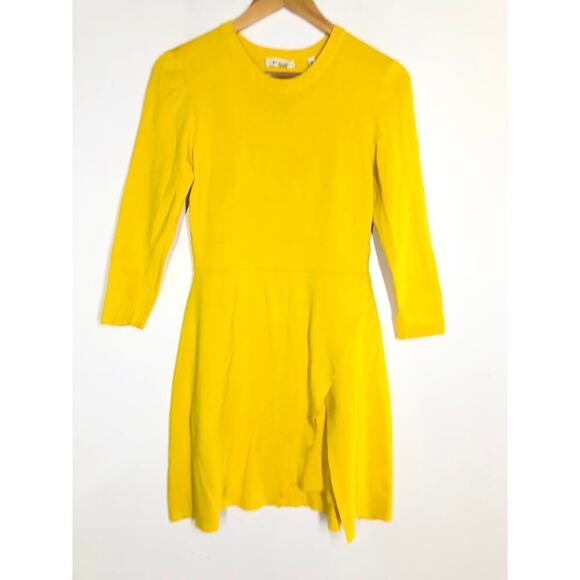 A.L.C. Hadley Dress Knit Long Sleeve Crewneck Mini Sheath Lemon Yellow Large - Picture 5 of 10